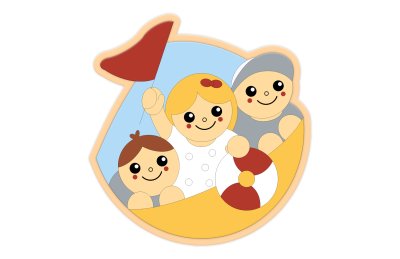 Декорация из пластика "Дети в лодке" 69х71 см