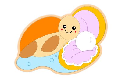 Декорация из пластика "Черепаха и жемчужина" 62х47 см