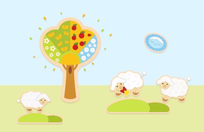 Комплект декораций из пластика "Овечки на лугу"