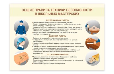 Стенд "Общие правила техники безопасности в школьных мастерских"