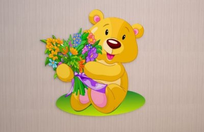 Декорация настенная "Мишка с цветами"