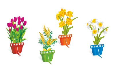 Набор для оформления праздников "Весенние цветы в горшочках"
