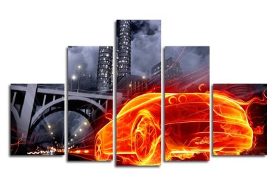 Модульная картина "Огненный автомобиль" 17193 галерея 1