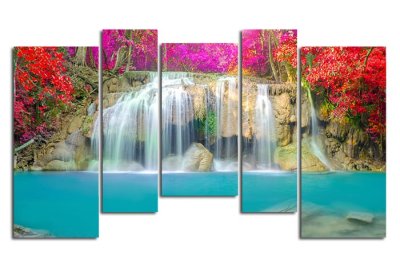 Модульная картина "Водопад в волшебном лесу" 17225 галерея 1