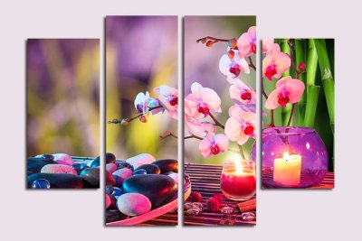 Модульная картина "Свечи и орхидеи" 17434 галерея 1
