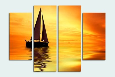 Модульная картина "Одинокий парусник" 17464 галерея 1