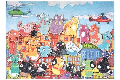 Городские коты с игровым полем фетр