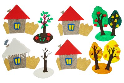 Четыре домика маленькие с игровым полем (52дет)