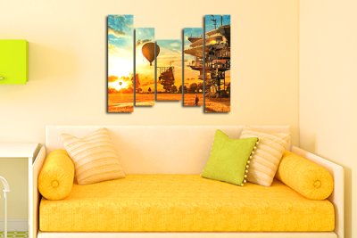 Модульные картины "На воздушном шаре"