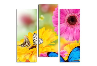 Модульная картина "Бабочки на цветах" 16930 галерея 1