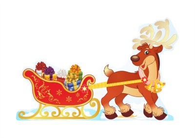 Олень с санями