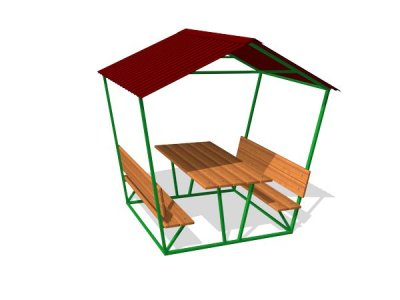 Стол уличный со скамьями и навесом