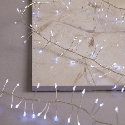 НИТЬ уличная, мишура роса, Д:2 м, Н.С. LED-200-4.5В, контр. 8 р., БЕЛЫЙ 