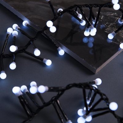 НИТЬ уличная, УМС, Мишура шарики Д:4 м. Н.Т. LED-400-31V 8 режимов, БЕЛЫЙ 