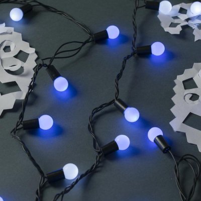 НИТЬ, улич. с насад. "Шарики d=1,5 см" 10 м, Н.Т. LED-100-220V моргает БЕЛО-СИНИЙ 