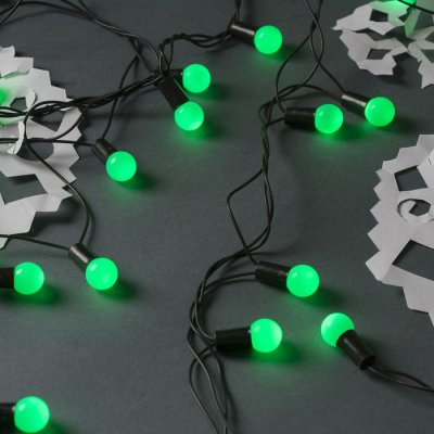 НИТЬ, улич. с насад. "Шарики d=1,5 см" 20 м, Н.Т. LED-200 контр. 8р. ЗЕЛЕНЫЙ 
