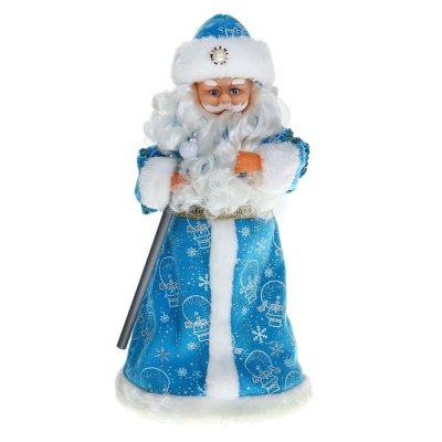 Дед Мороз в синей шубе с посохом 39см