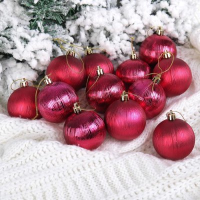 Новогодние шары Капель (набор 12 шт.), малиновые 