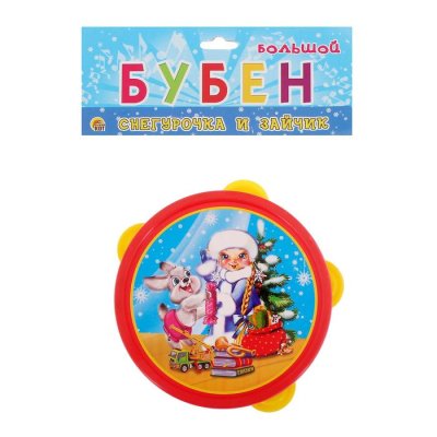 Бубен большой "Снегурочка и зайчик" набор 4шт