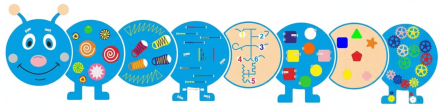 Развивающая настенная панель «Яркая гусеничка» (8 модулей)