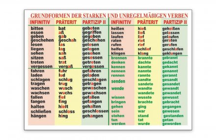 Стенд "Grundformen der Starken und Unregelmassigen verben"