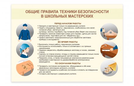 Стенд "Общие правила техники безопасности в школьных мастерских"