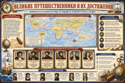 Стенд "Великие путешественники и их достижения"