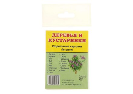 Карточки обучающие "Деревья и кустарники"