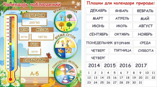 Календарь наблюдений с плашками