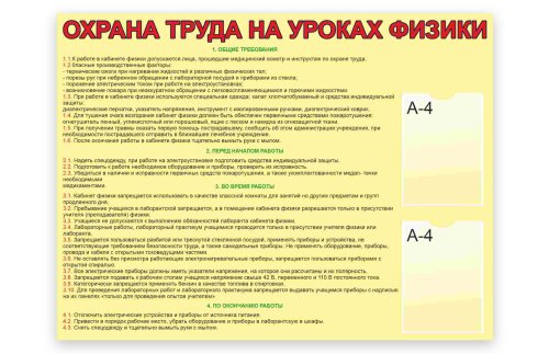 Стенд "Охрана труда на уроках физики" 50945