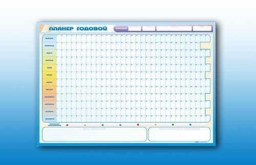 Доска информационная магнитно-маркерная "Планер годовой" + комплект тематических магнитов П4010