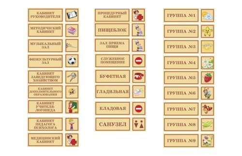 Комплект табличек для детского сада 15619