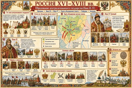 Учебный стенд для школы «Россия XVI–XVIII вв. Образование централизованного государства (Иван III–IV)» НФ12913