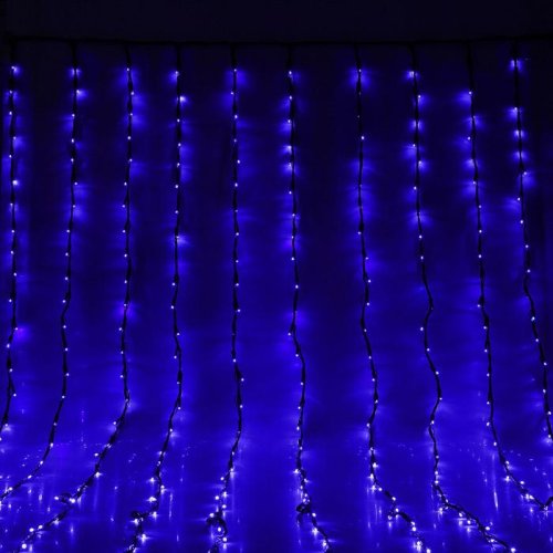 ВОДОПАД уличная, УМС, Ш:2 м, В:6 м, Н.Т. LED-1500-220V, контроллер 8 режимов, СИНИЙ 1080205С