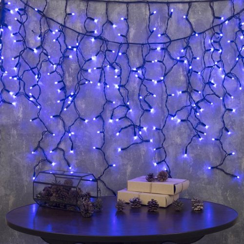 Гирлянда "Бахр" ул. УМС, Ш:3м, В:0,9м, Н.Т "Каучук"LED-232-220V, вилка в компл.СИНЯЯ 3147744С