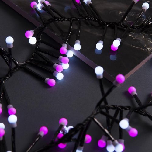 НИТЬ уличная, УМС, Мишура шарики Д:4 м. Н.Т. LED-400-31V 8 режимов, БЕЛО-РОЗОВЫЙ 3649310С