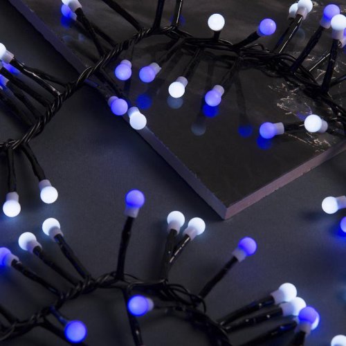 НИТЬ уличная, УМС, Мишура шарики Д:4 м. Н.Т. LED-400-31V 8 режимов, БЕЛО-СИНИЙ 3649309С