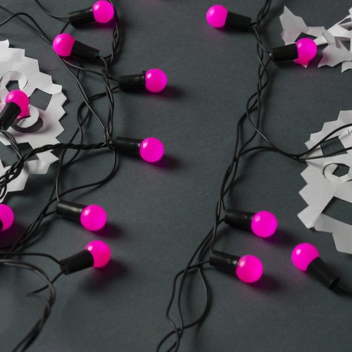 НИТЬ, улич. с насад. "Шарики d=1,5 см" 20 м, Н.Т. LED-200 контр. 8р. РОЗОВЫЙ 671567С