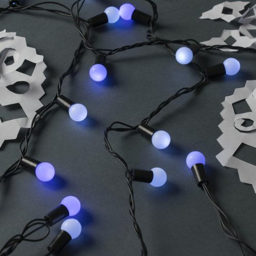 НИТЬ, улич. с насад. "Шарики d=1,5 см" 20 м, Н.Т. LED-200 моргает БЕЛО-СИНИЙ 1080046С