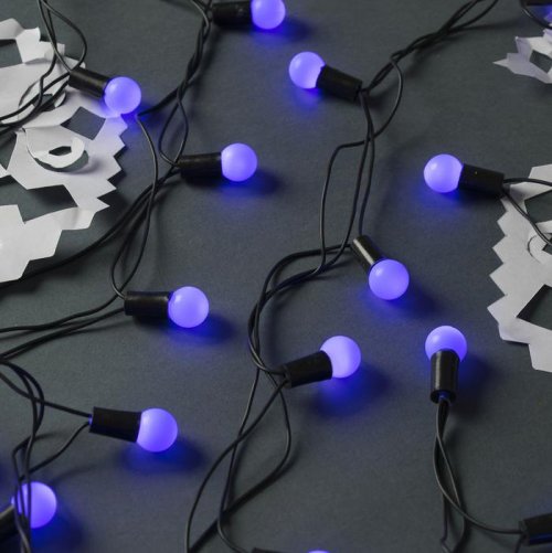 НИТЬ, улич. с насад. "Шарики d=1,5 см" 20 м, Н.Т. LED-200 контр. 8р. СИНИЙ    