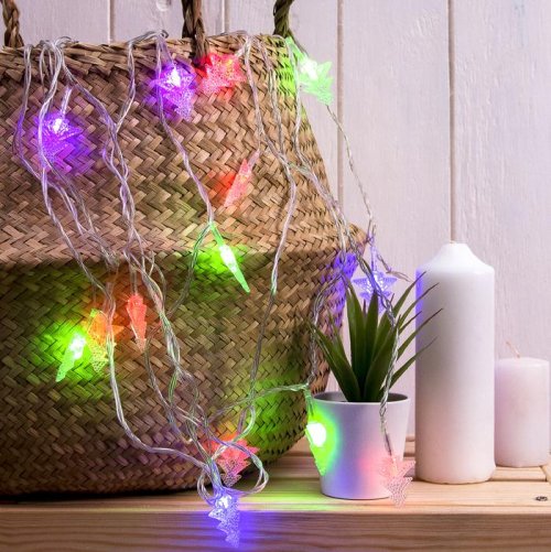 НИТЬ, 5м. с насад. “Елка в крапинку”, Н.С. LED-20-220V, моргает, МУЛЬТИ       