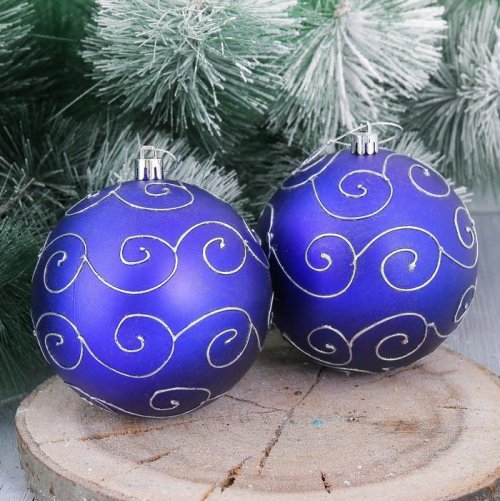 Набор шаров пластик Элит d-10 см 4 шт синий        