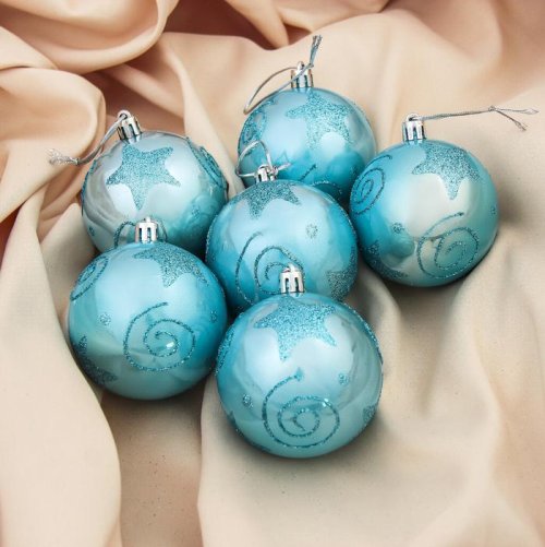 Набор шаров пластик d-7 см 6 шт Голубая лагуна          3531450