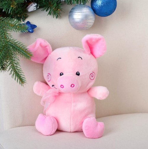 Мягкая игрушка "Поросёнок с розовым бантиком" 18 см       3251371С