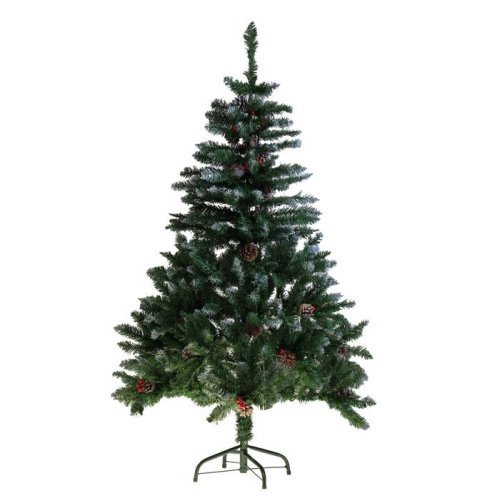 Елка иней с ягодками 210 см, d нижнего яруса 135 см, 1100 веток, металл подставка  540648