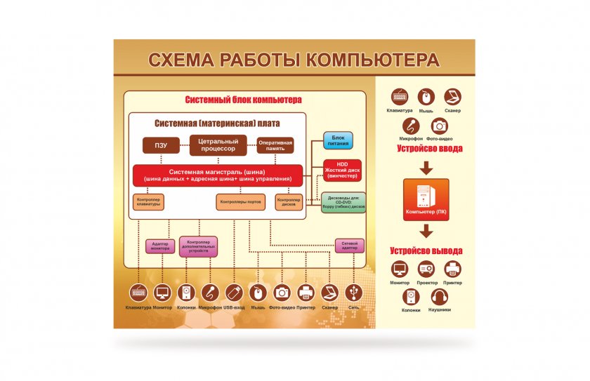 Стенд "Схема работы компьютера"