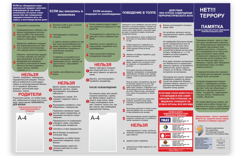 Стенд-памятка "Нет!!! Террору" из 2-х частей