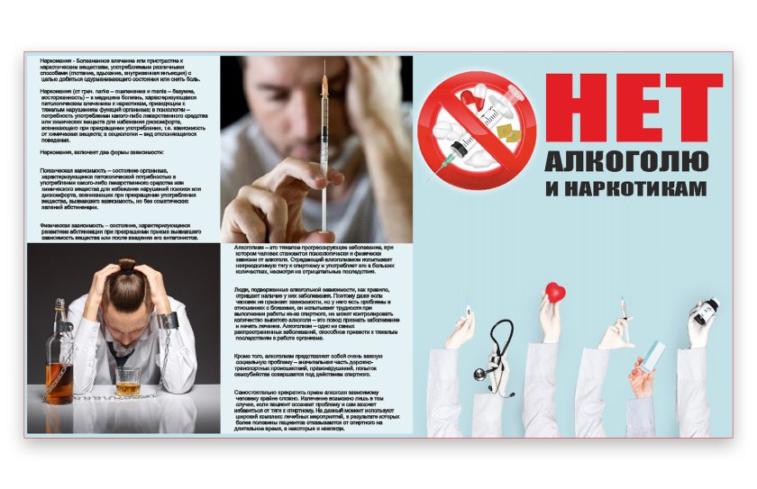 Стенд "Нет алкоголю и наркотикам"