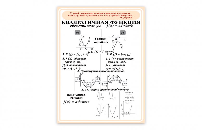 Виниловый плакат "Квадратичная функция"